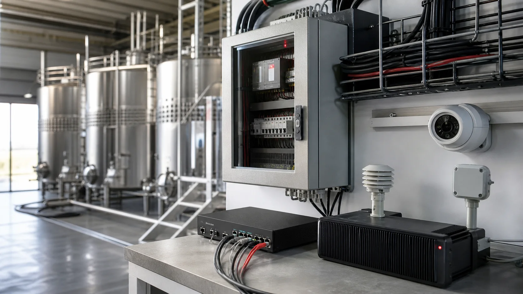 Infraestructura tecnológica en planta productiva vitivinícola