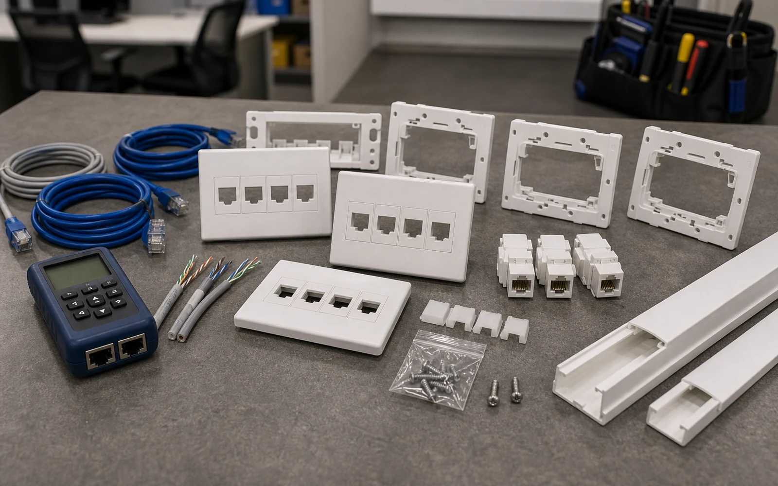 30 Porta bastidor universal para cablecanal; 30 Faceplate 4 ...