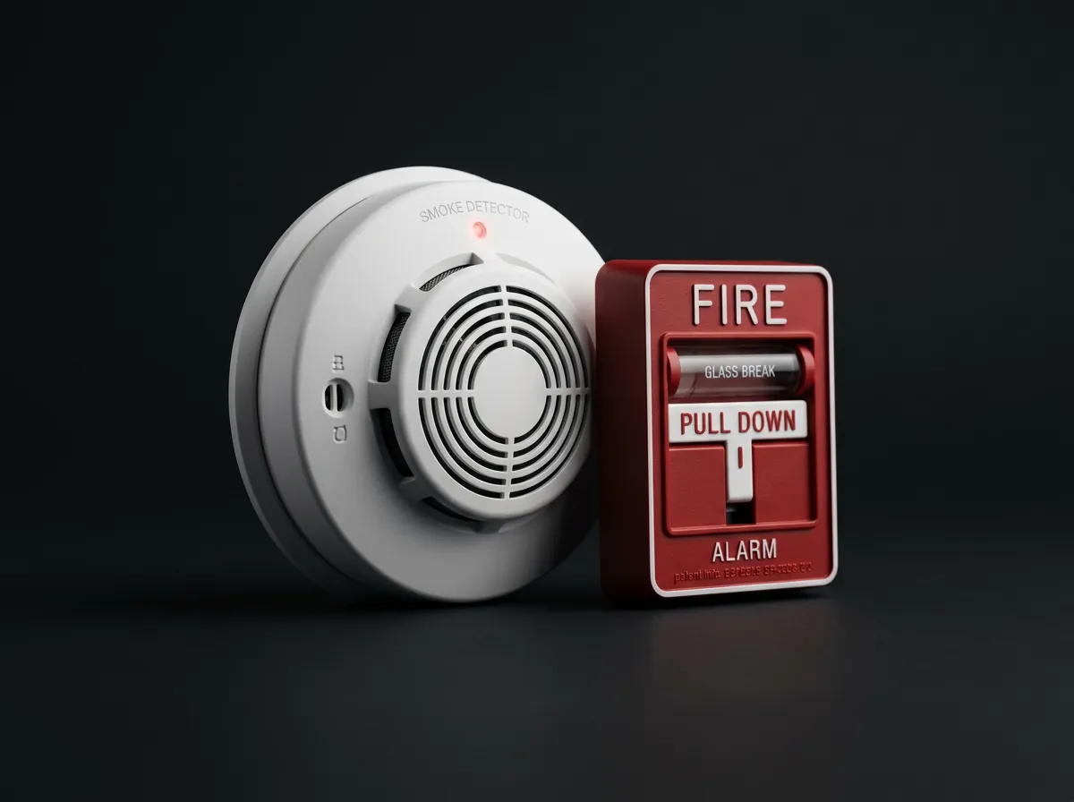 Detector de humo y avisador de incendio en primer plano