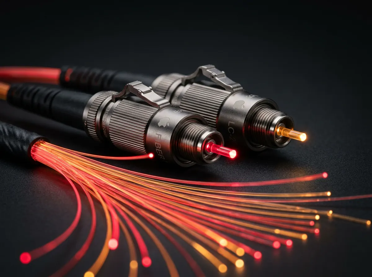 Conectores de fibra óptica con hilos luminosos